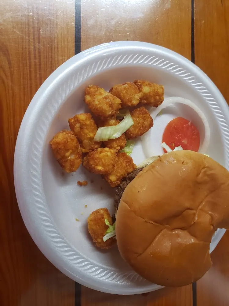 Fresh Made Hamburger and Tots